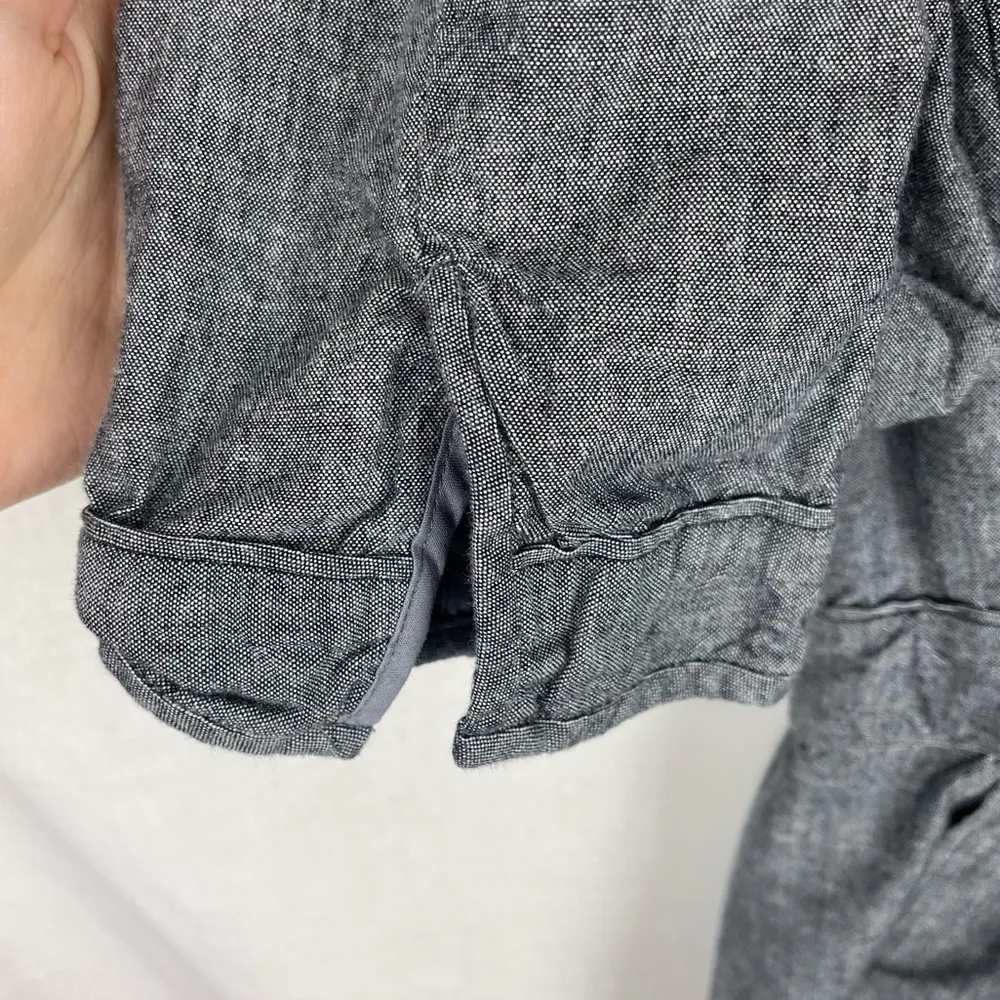 Eileen Fisher Cotton Chambray Stand Collar Peplum Jacket - Image 4