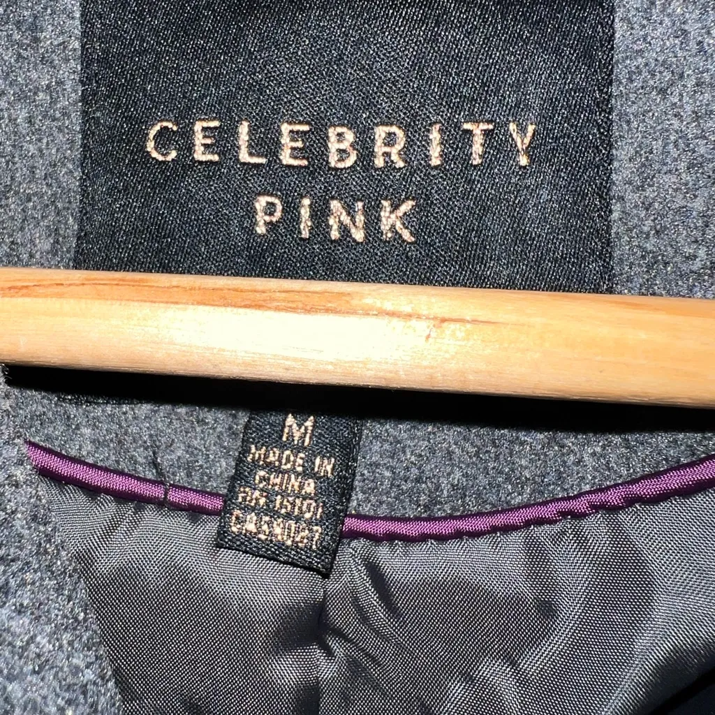 Celebrity Pink Double Breasted Peacoat Grey‎ Womens Size Medium - Image 3