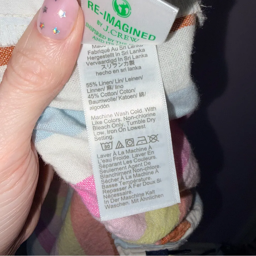 J Crew Linen Cotton Wide Leg Pastel Stripe Pull On Pants Women M Preppy Casual - Image 9