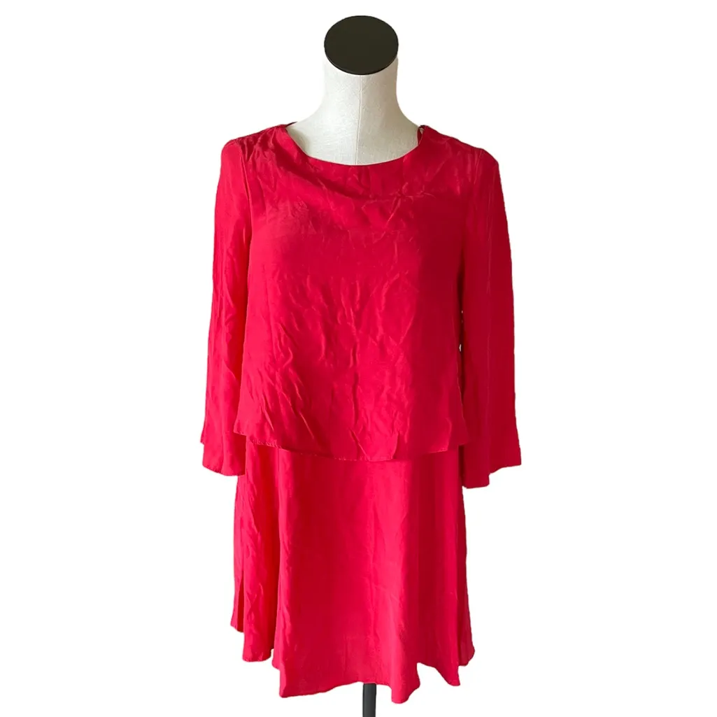 NWT ZARA RED CHIFFON RUFFLES BLOGGERS FAV MINI DRESS XS - Image 8