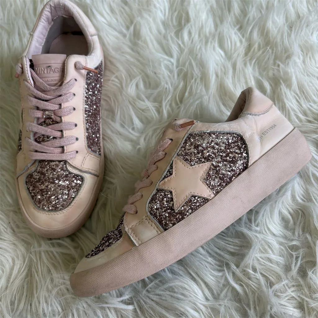 Vintage Havana Alexis Glitter Platform Sneakers Beige Women's Size 9 - Image 1