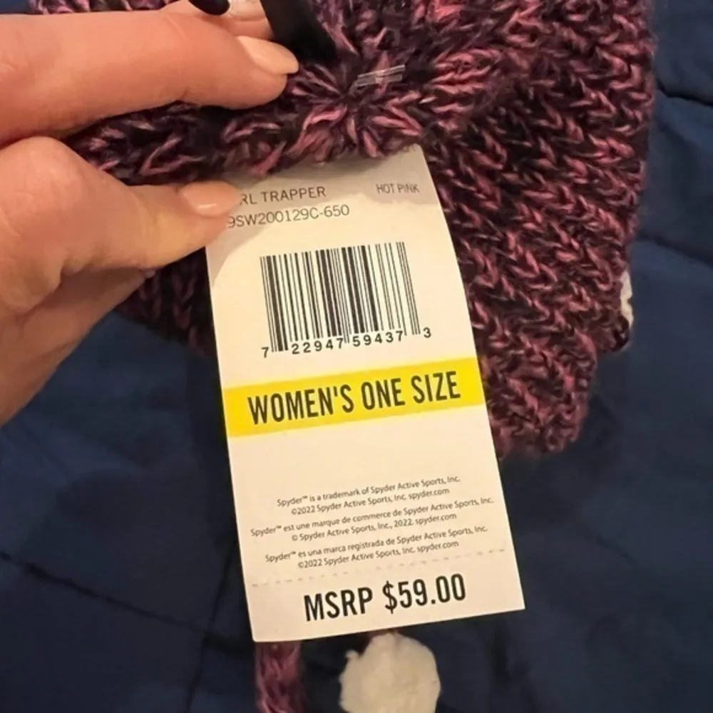 NWT Spyder Marl Pink Poly Sherpa Lined‎ Trapper - Image 3