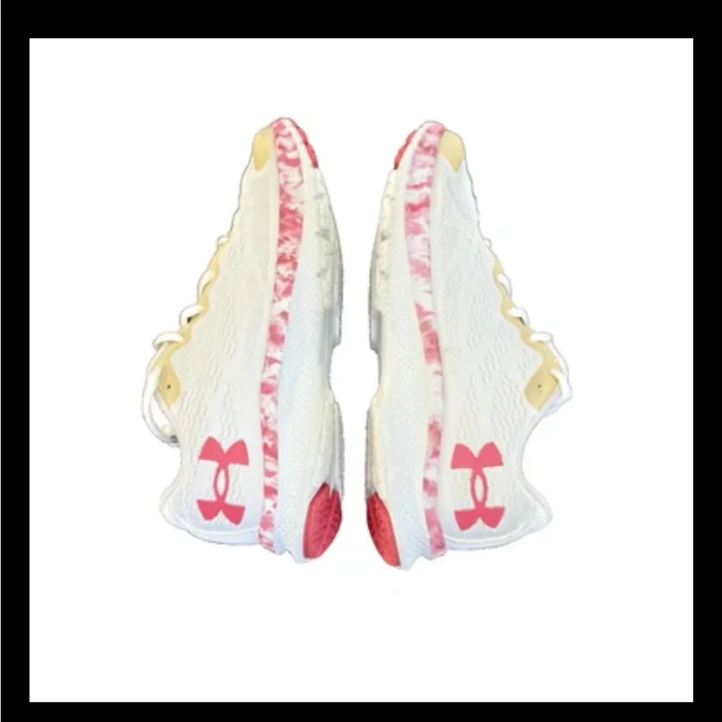 Women’s Under Armour Charged Bandit White & Pink Athletic Running Shoes Size 6Y - Image 10