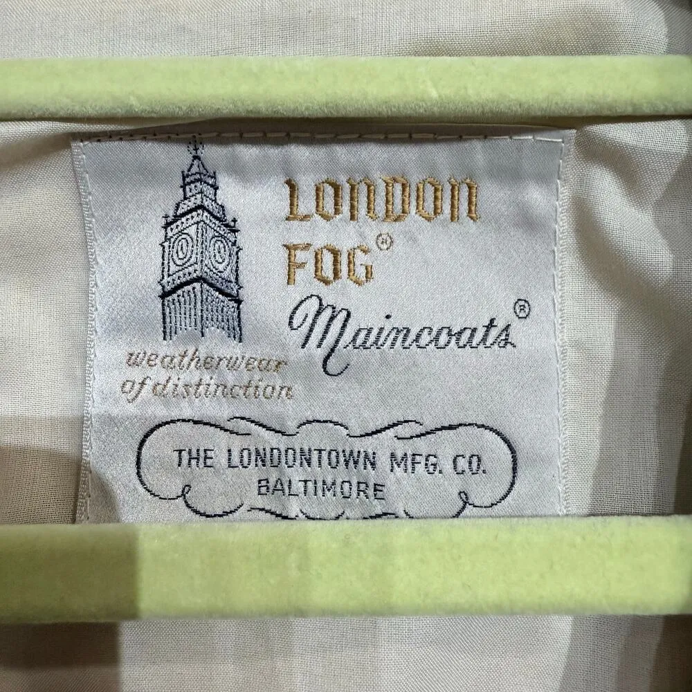 London Fog Khaki Classic Double Breasted Vintage Trench Coat Sz 12 - Image 9