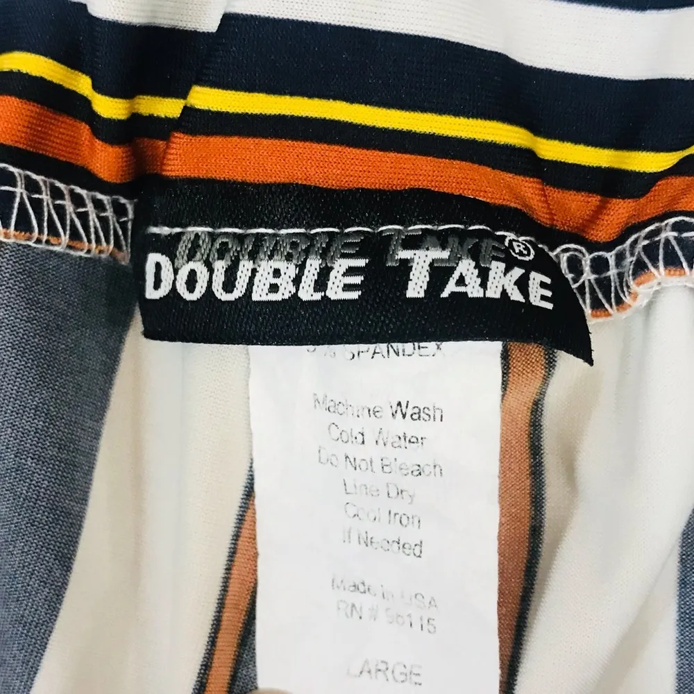 High Waist Tie Striped Wide Leg cropped pants culotte sz Large Orange - Image 6