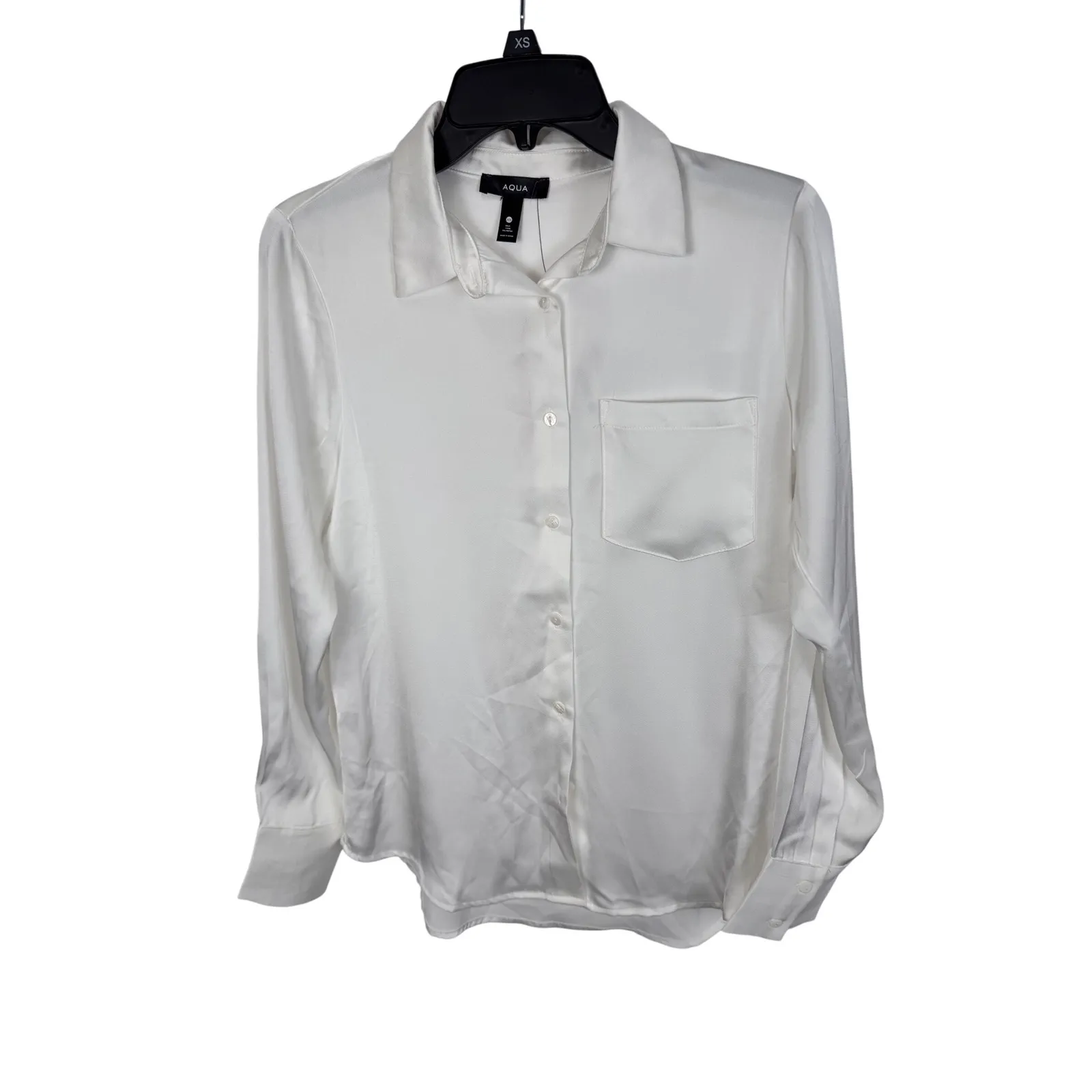 AQUA White‎ Long Sleeve Button-Up Top Shirt Career Casual Women XS - Image 5