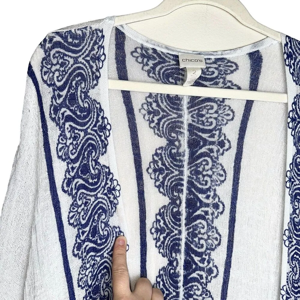 Chico's Kimono Style Open Cardigan Gauze Beach Cover Up 2 Large Resort Vacation - Image 5