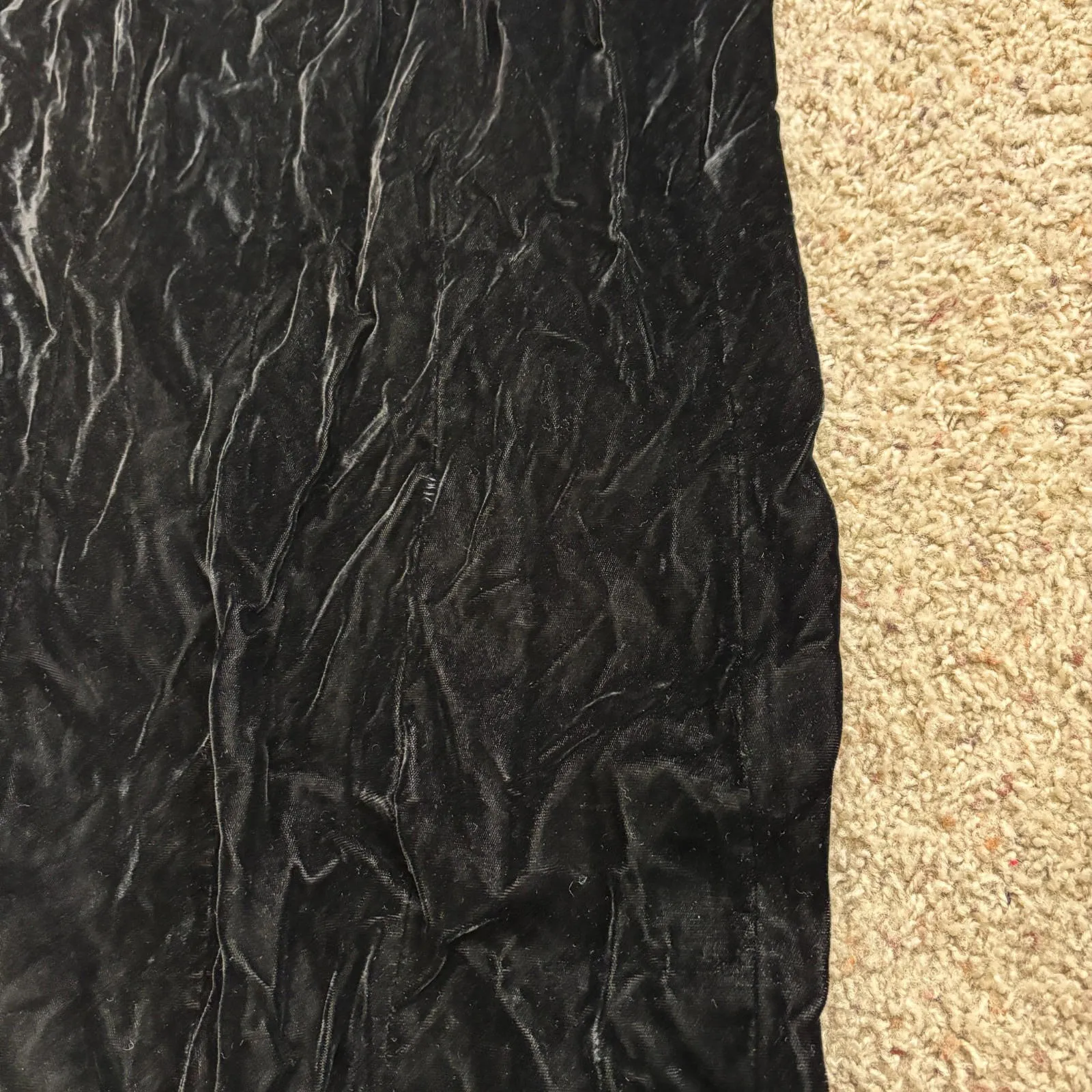 VTG Black Velvet Off The Shoulder Maxi Dress Long Sleeve Handmade Goth Witch XS* - Image 5