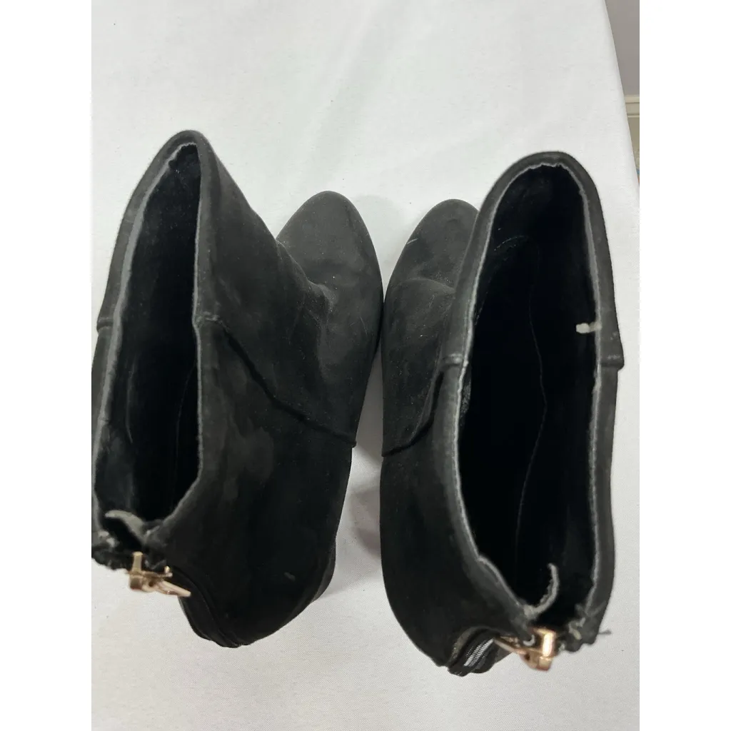 Womans Shoe Dazzle Denny Ankle Boots 11 Black Back Zip Block Heel Almond Toe - Image 6