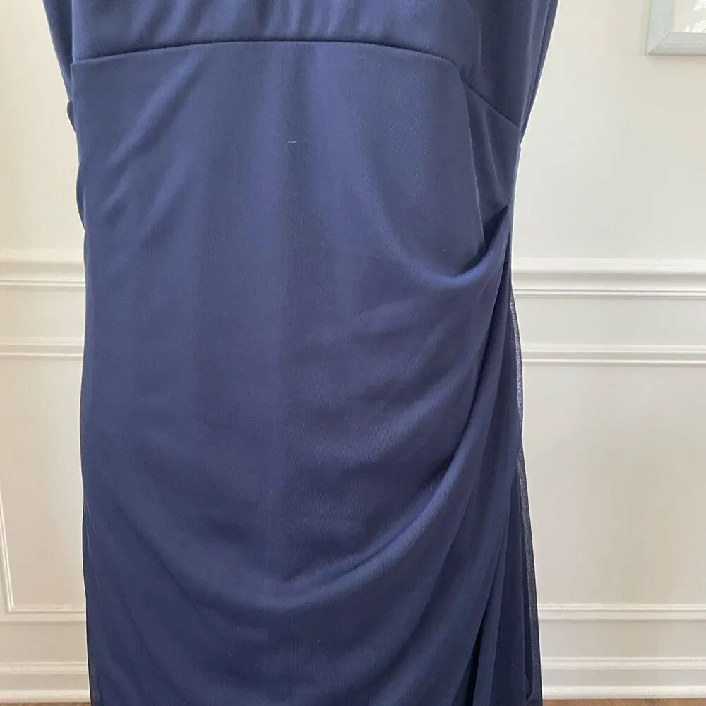 DJ Jaz Navy Dark Blue Lace Cap Sleeve Formal Gown Dress 14 Blue - Image 5