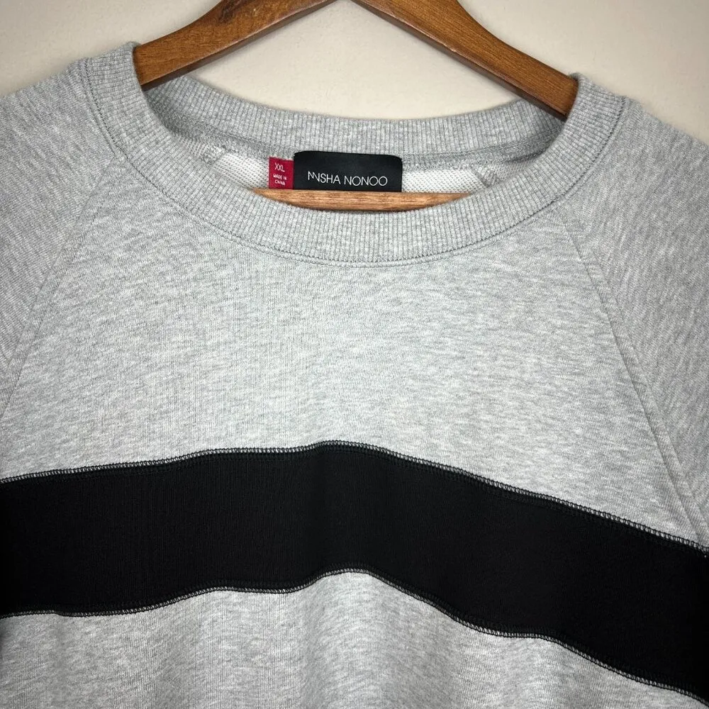 Misha Nonoo Memphis Sweatshirt Womens XXL Gray Black Combo Cropped Raglan Sleeve - Image 5