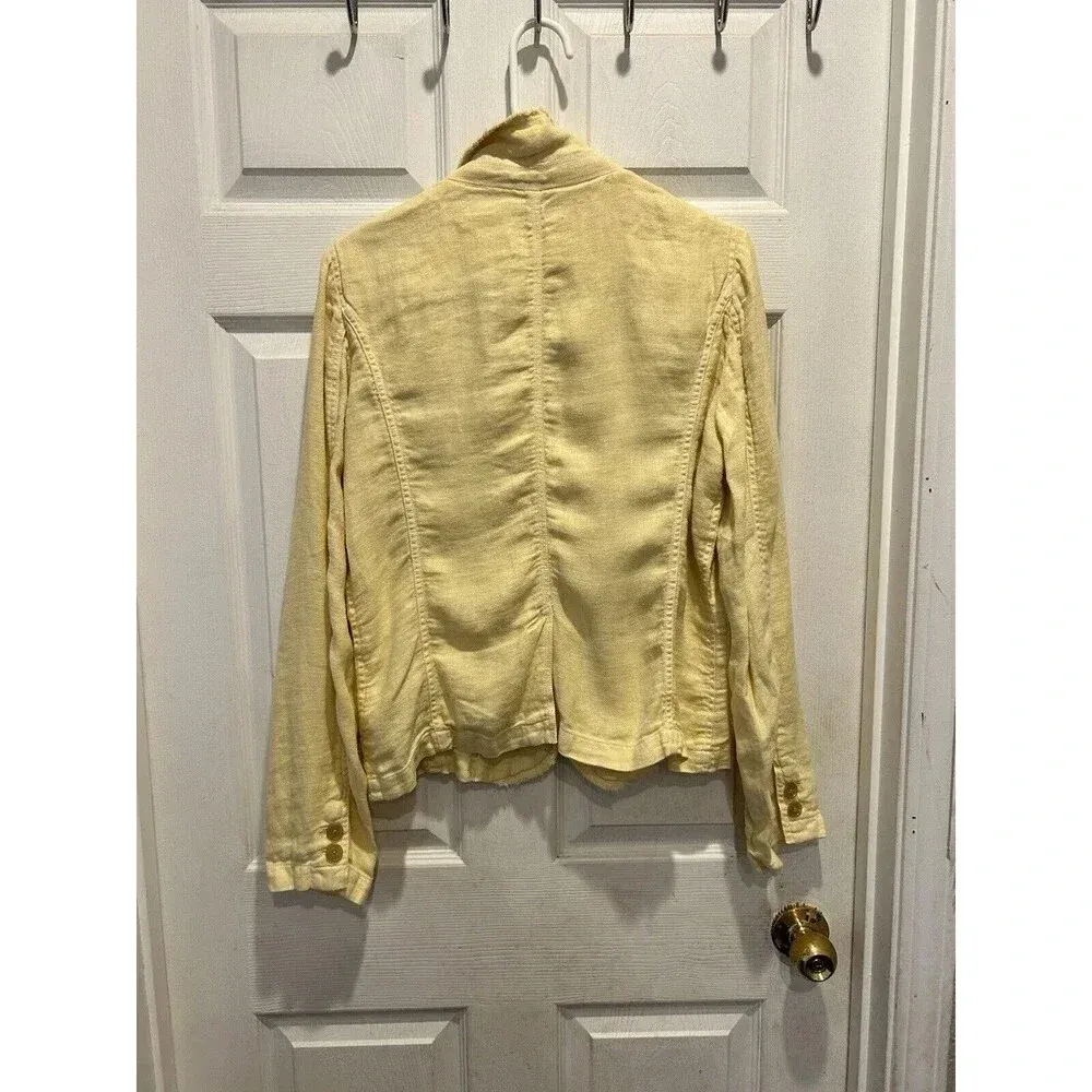 J. Crew‎ Yellow Academy Washed 100% Linen Blazer Jacket Womens Large - Image 7