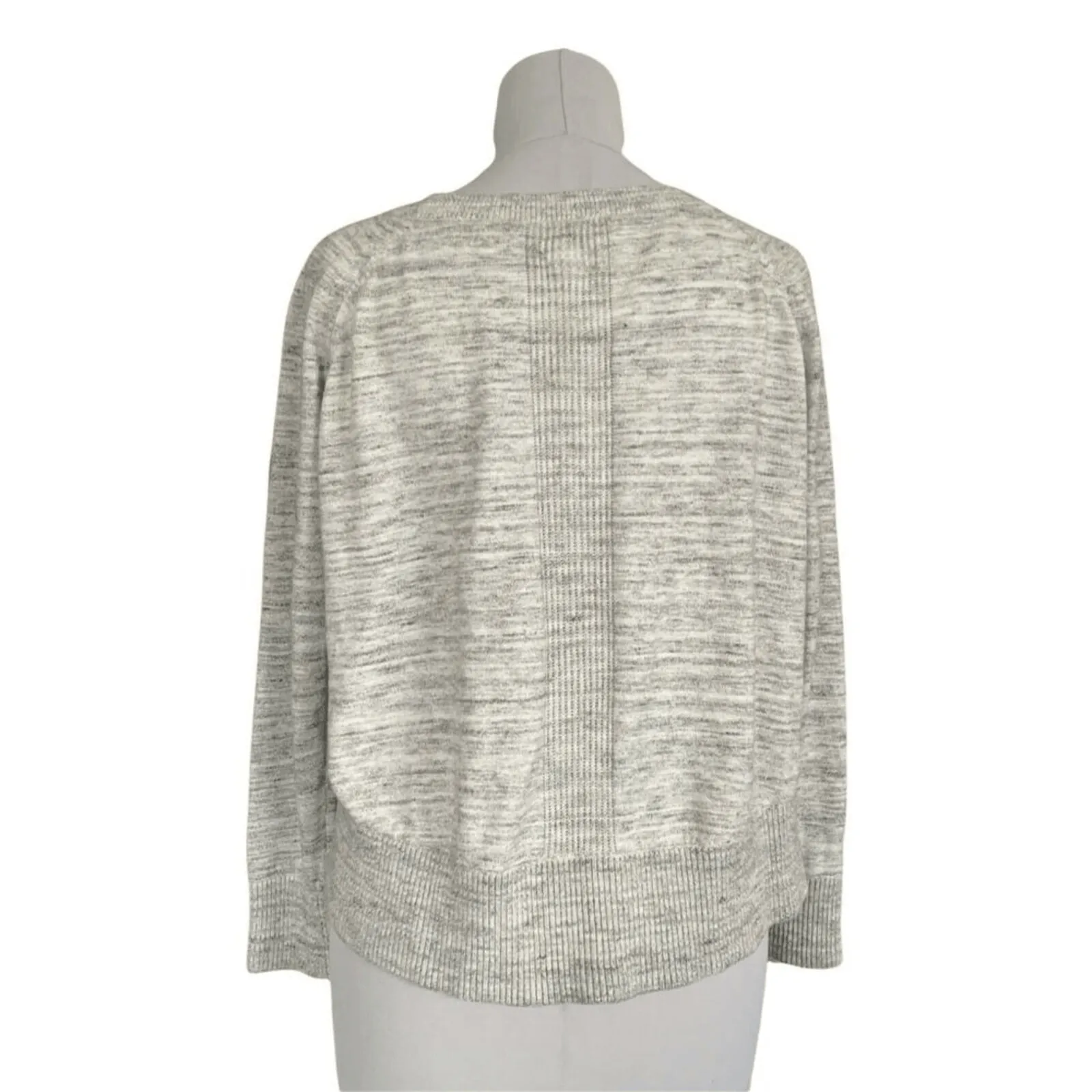 Lou & Grey  Size Medium Ribbed Sweater White Gray 70122 - Image 4
