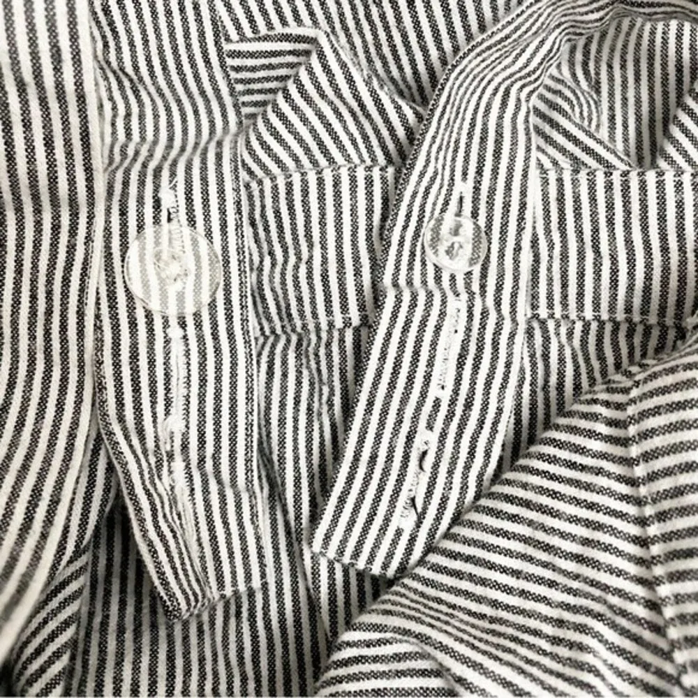 Y2K Hollister Dress Black & White Pinstripe Cotton Fitted Mini Dress Size Small - Image 7