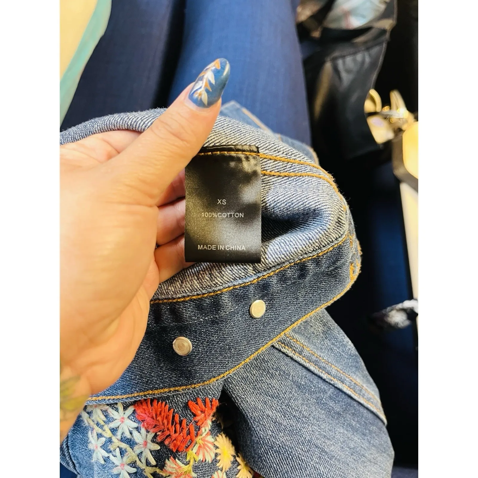 Johnny Was Aubrieta Cali Embroidered Denim Jacket Jean Boho Aztec Western - Image 8