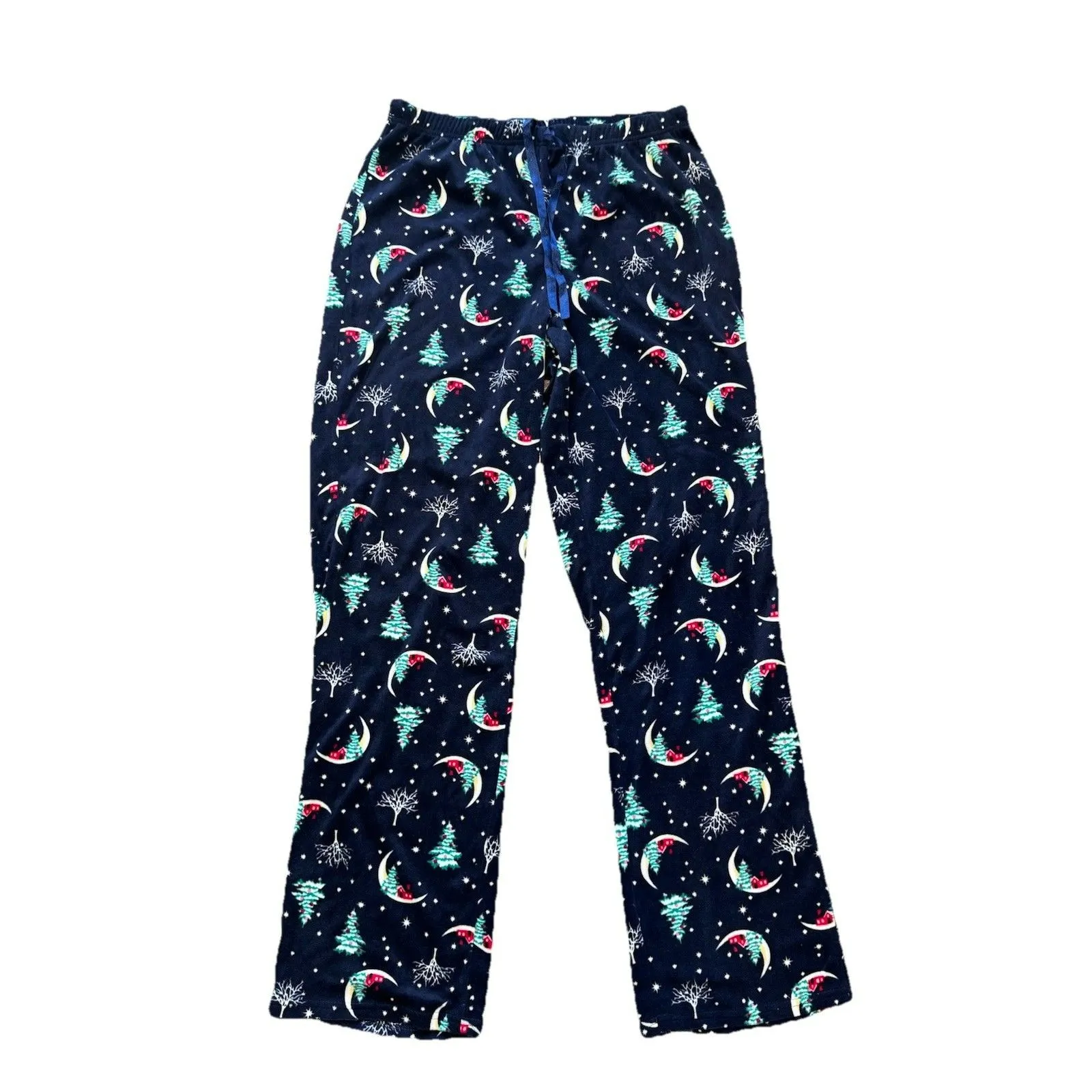 Croft & Barrow Pajama Set Size Small Navy Blue Holiday Velour Women’s Faux Fur - Image 11