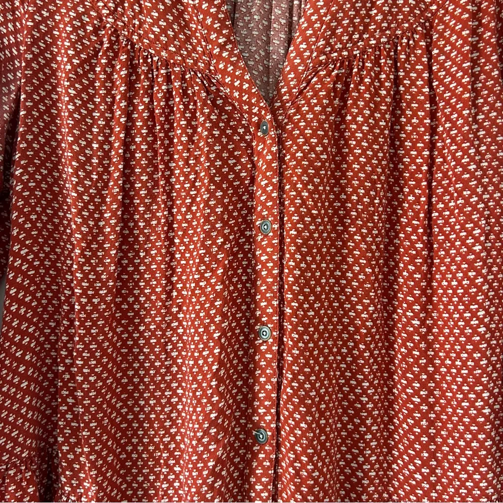 Anthropologie Holding Horses Burnt Orange 3/4 Sleeve Tunic Dress M - Image 4