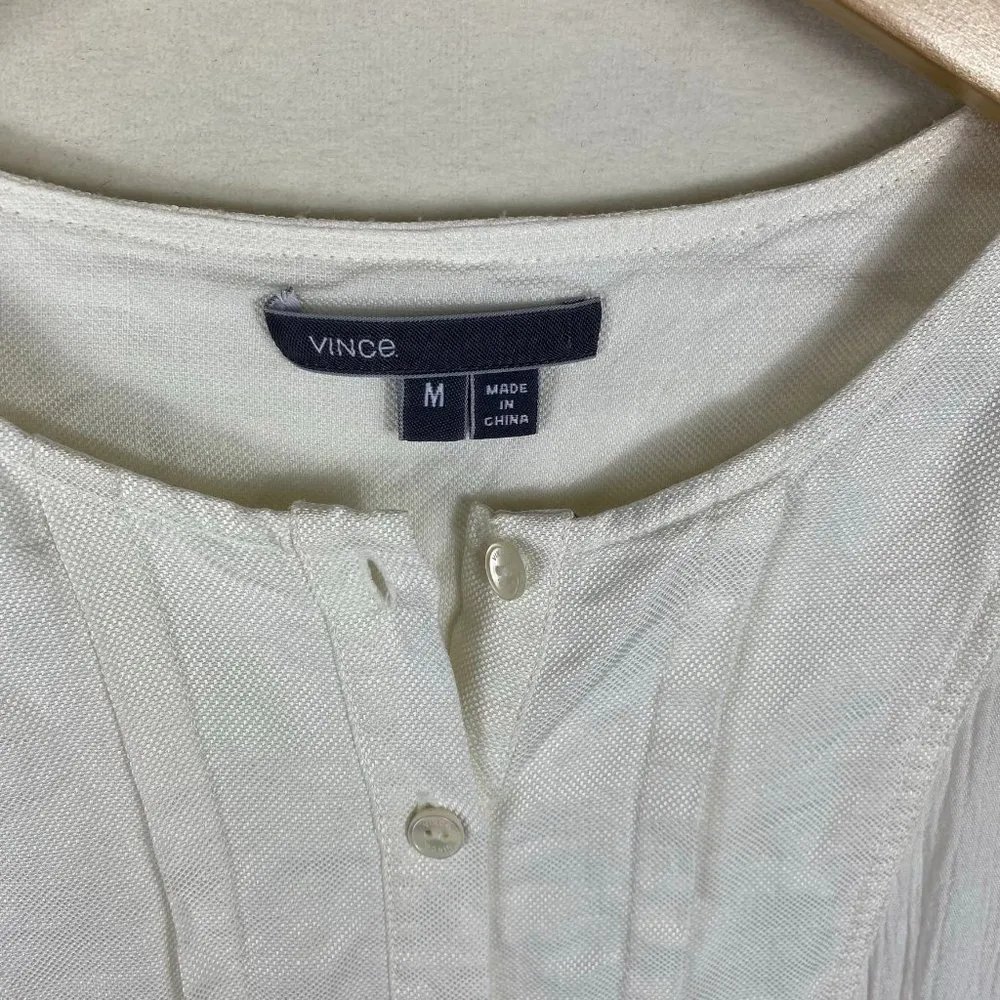 Vince Yoke Front Black Trapunto Tunic Top in White- Medium - Image 20