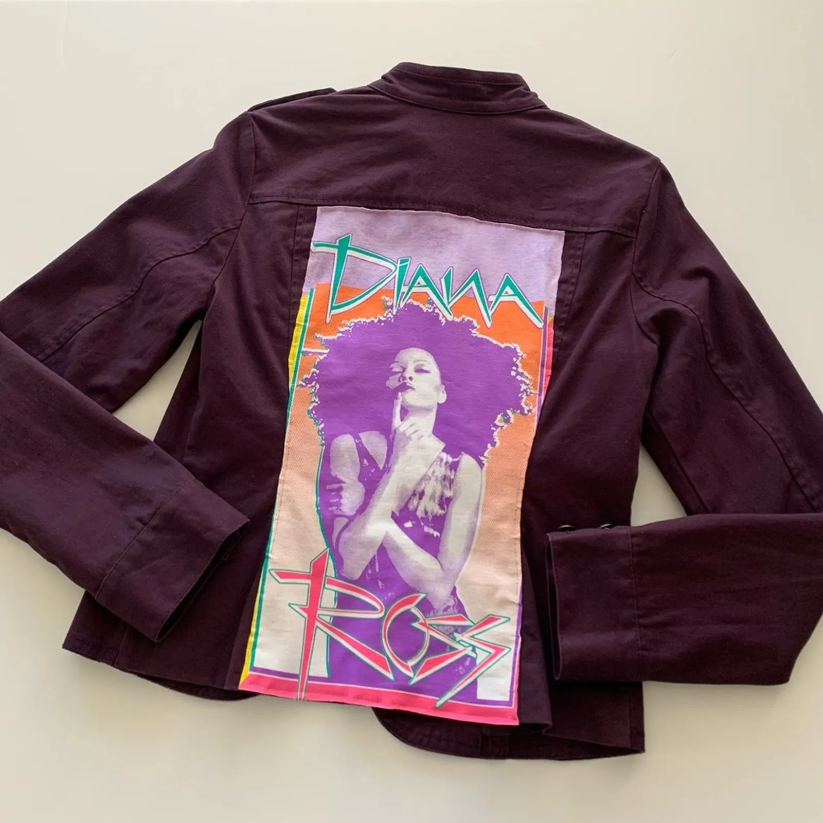 Via Penny Lane Reworked Apparel | Diana Ross Graphic Purple Blazer Jacket - Image 9
