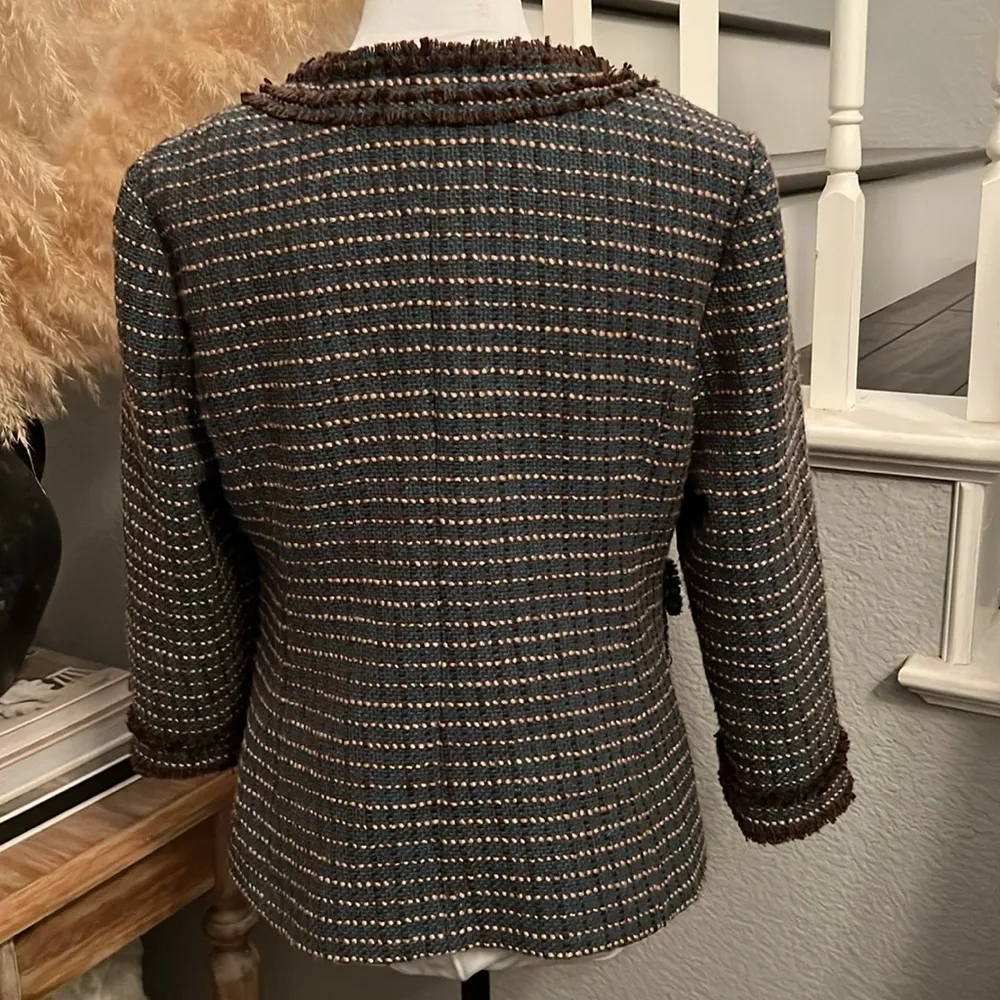 Tabitha Ulster Wool Tweed Lined Blazer Jacket Size 8 - Image 7