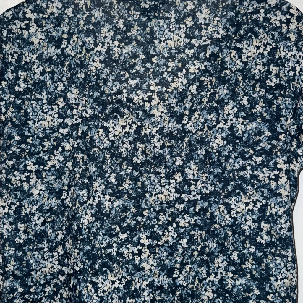 Eddie Bauer Cotton Short Sleeve Button Down Shirt Blue Floral Women’s Small S - Image 5