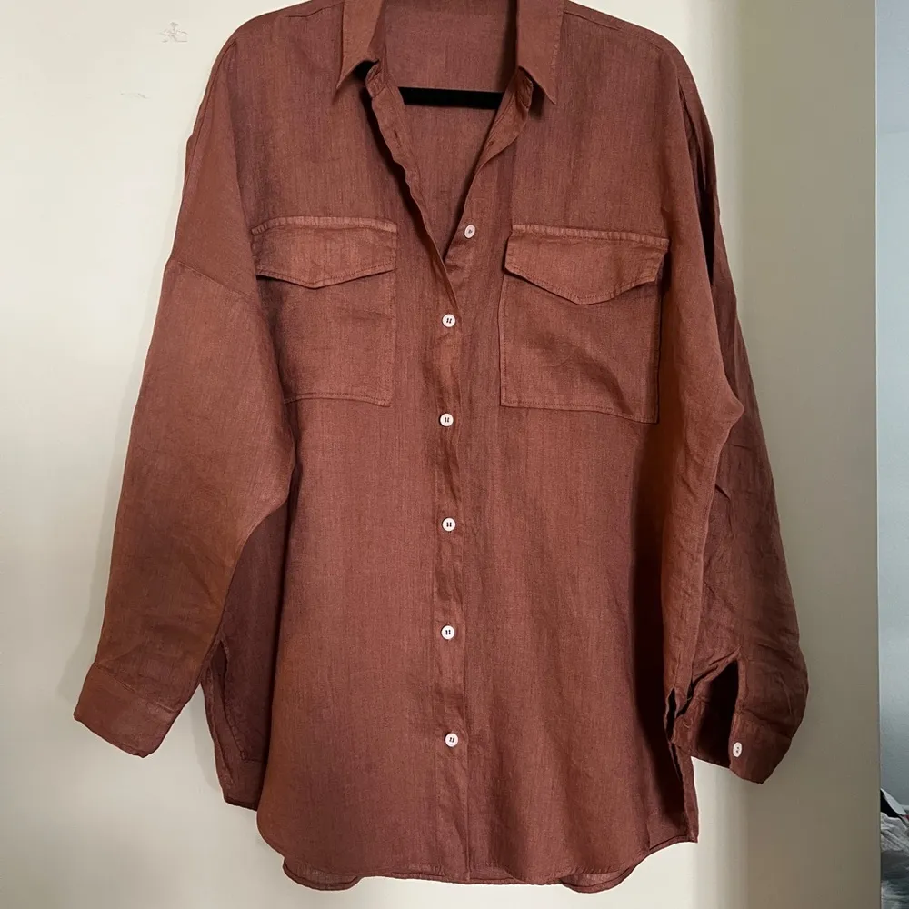 ZARA NWOT  Oversized Linen Shirt in Terracotta Size S - Image 7