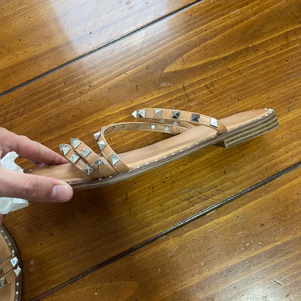 Madden Girl Tan Studded Sandals with Cage Design - Image 5