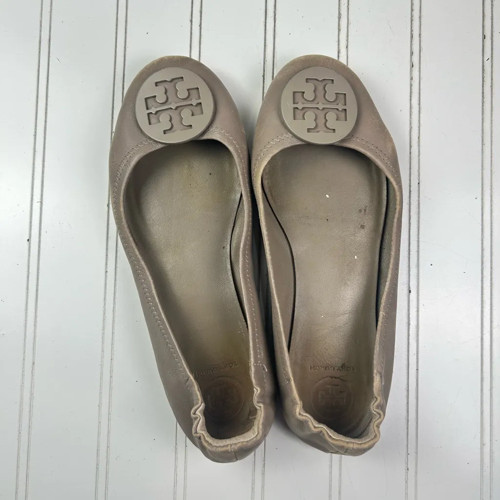 Tory Burch Taupe Logo Ballet Flats Women’s Size 8 - Image 6