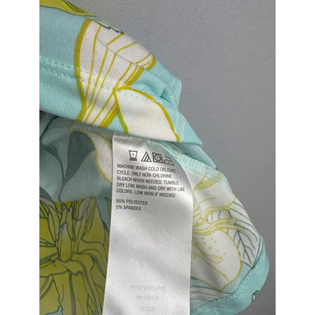 Iman Womens Sleeveless Floral Tank Top Size S Light Blue & Yellow Polyester/Span - Image 4