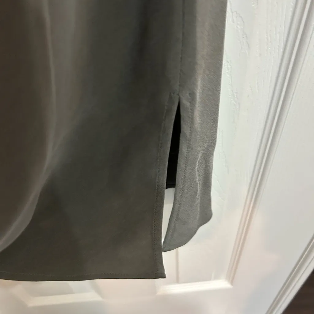 Lafayette 148 New York Tank Slip Dress 100% Silk w side slits size 6 gray - Image 3