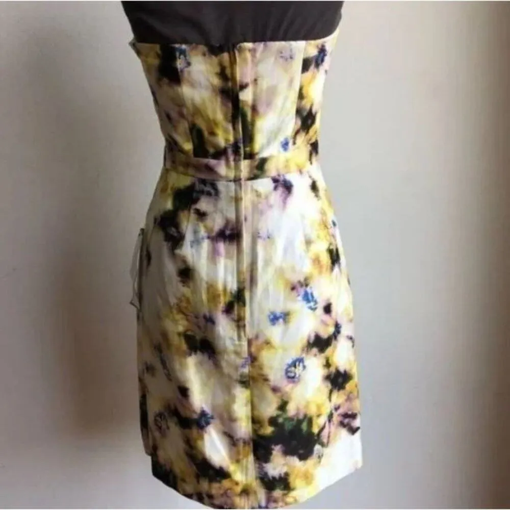 Vintage J.Crew Linen Silk Bustier Dress Watercolor Strapless Y2K Spring Summer - Image 9