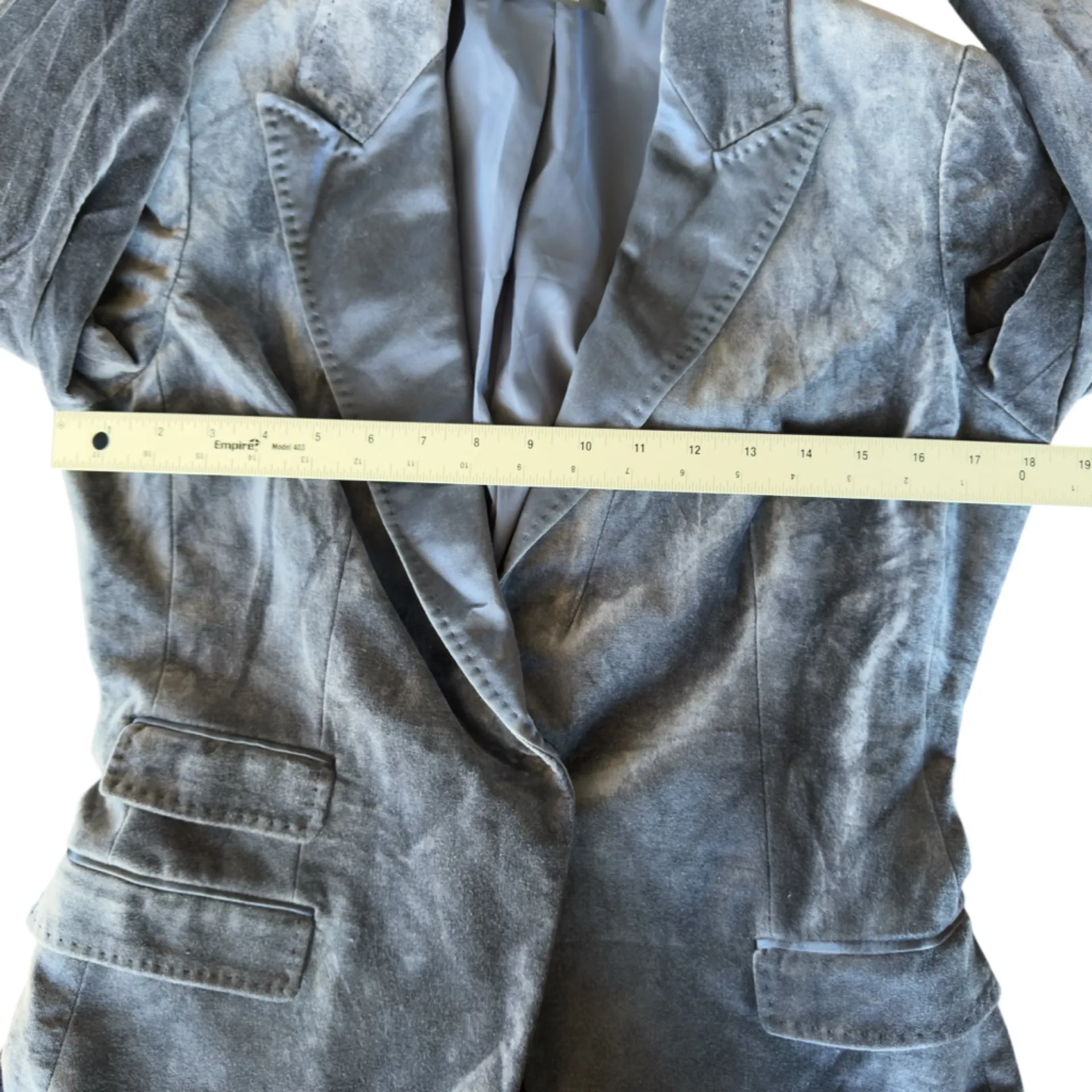 Elie Tahari Classic Blue Velvet Blazer Single Snap Closure, Women’s Size 10 - Image 10