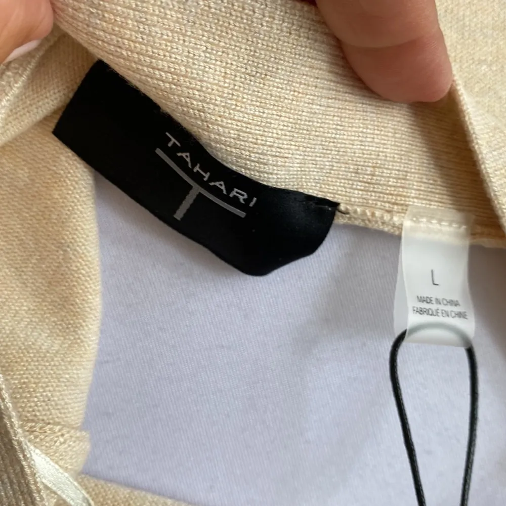 Tahari V Neck Cardigan Sweater Oatmeal Heather - Image 10