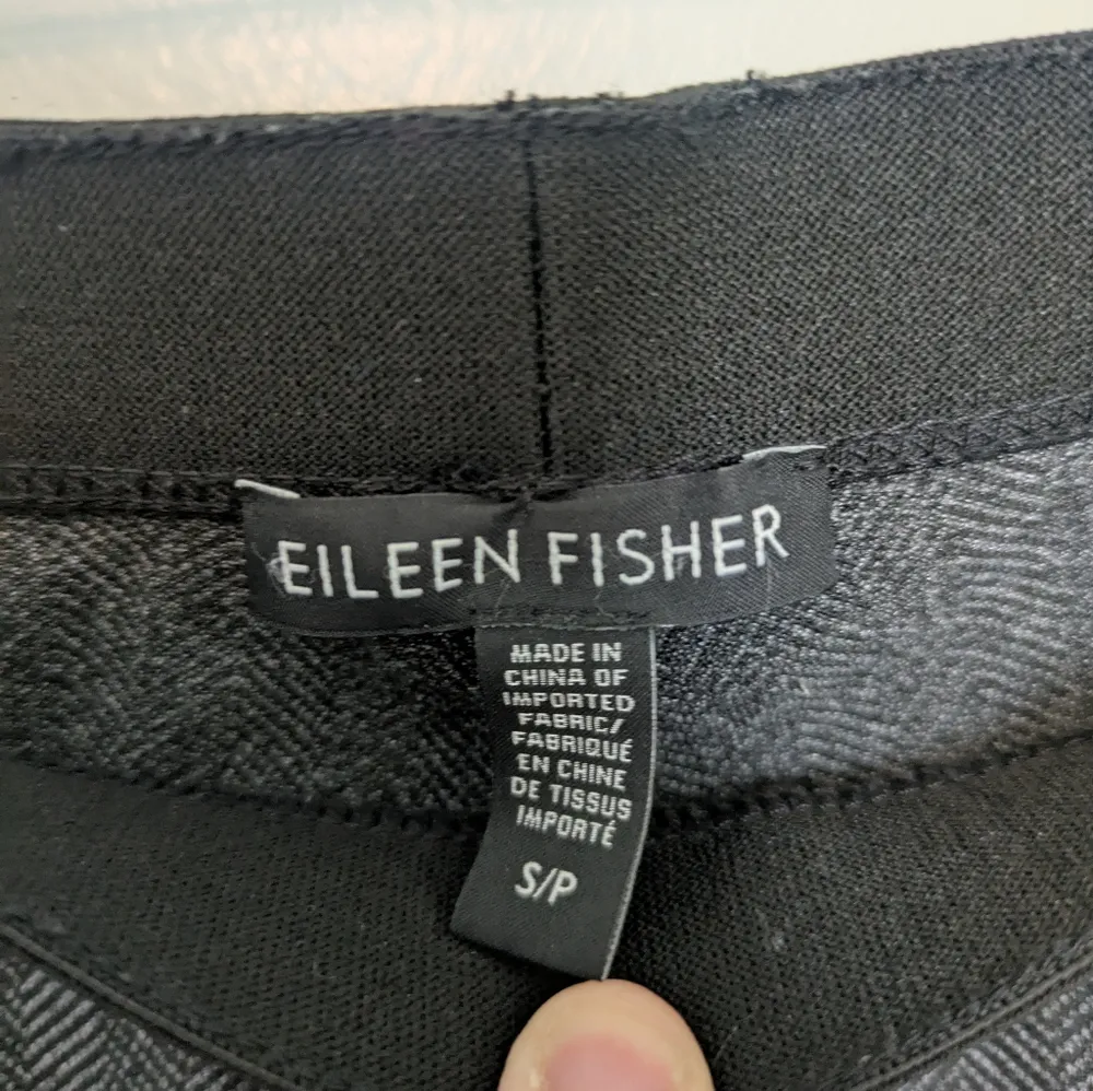 Eileen Fisher Herringbone Leggings Slim Pull On Pants Gray Small - Image 4