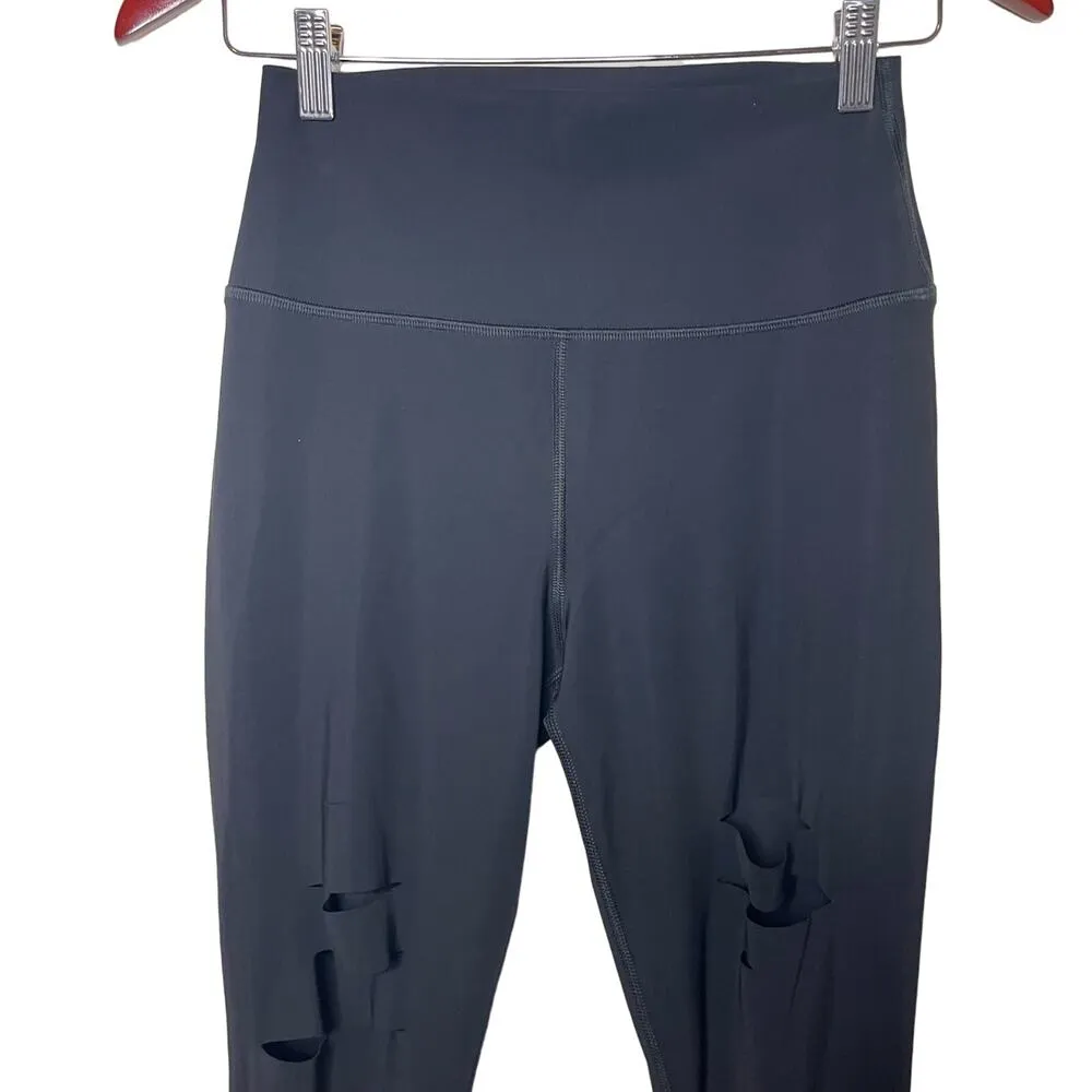 ALO Yoga Pants High-Waist Ripped Warrior Legging Black Womens M - Image 3