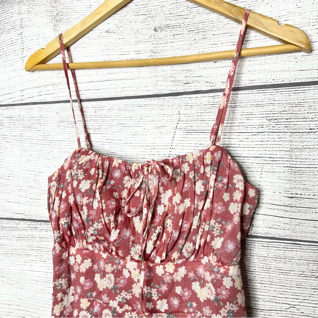 Trixxi Pink Floral Coquette Bustier Bow Spaghetti Strap Sundress Size Small - Image 4