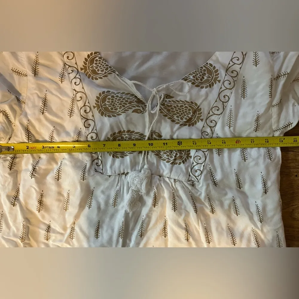 Lapogee Women's Shirt Sleeve Paisley And Floral Tunic Boho Dress Size XL White - Image 5