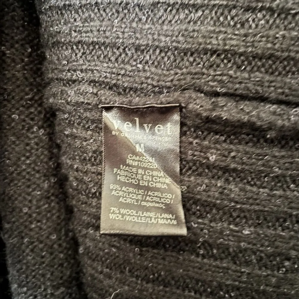 Velvet by Graham & Spencer Duster Cardigan Womens Medium Black Wool Blend Open - Image 8