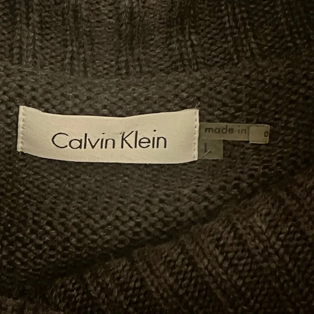 Calvin Klein Cable Knit Sweater Dress Brown Cowl Neck Button Detail Size L NWT - Image 7