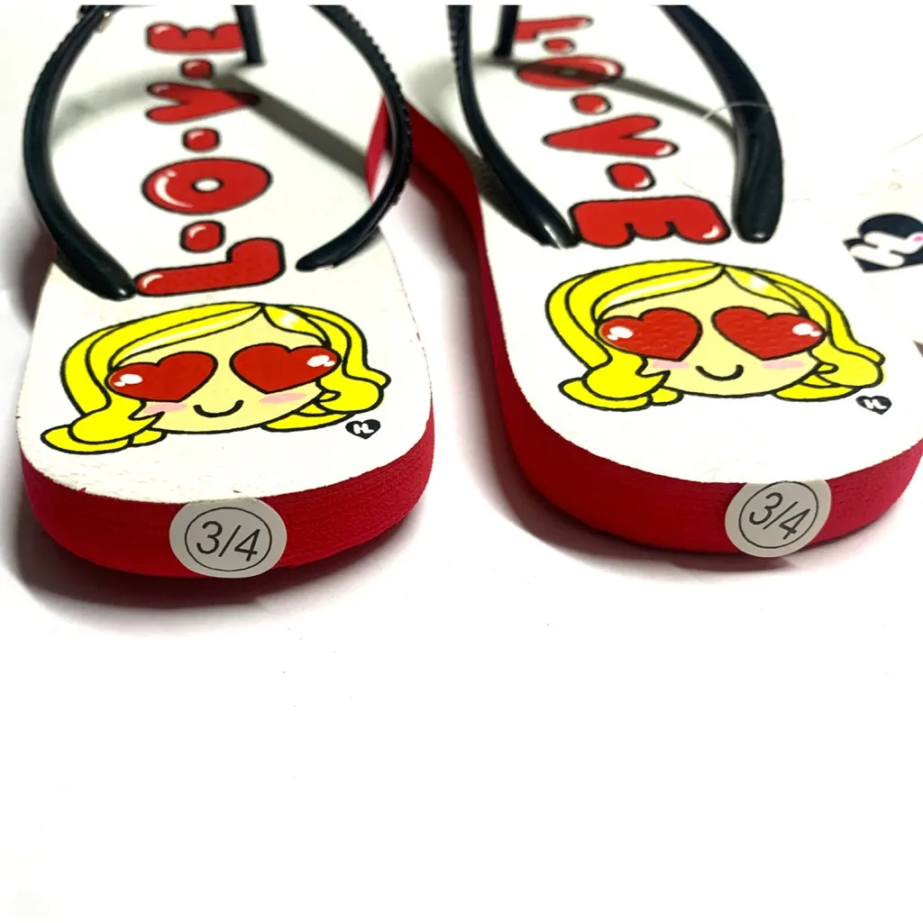 Harajuku Lovers LOVE Flip Flops Size 3/4 – Gwen Stefani Cute Cartoon Sandals - Image 4