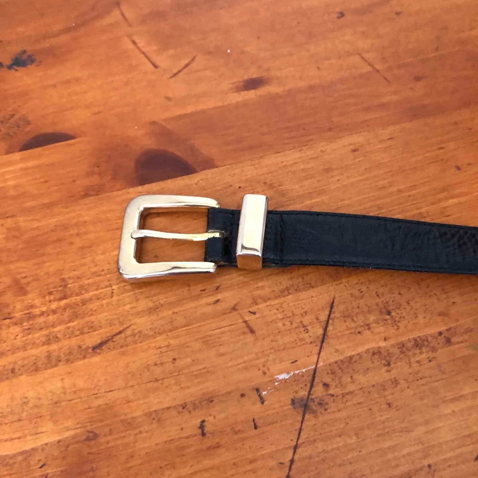 Ritz Accessories Collection Genuine Leather Belt Black Gold Tone Buckle Large - Image 11