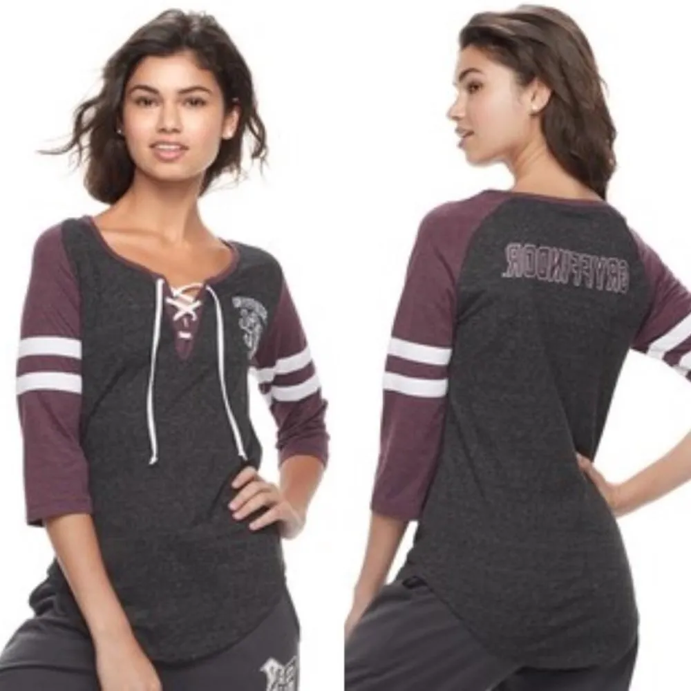 Harry Potter Shirt S Lace Up Gryffindor Embroidered Lion Varsity Quidditch - Image 3
