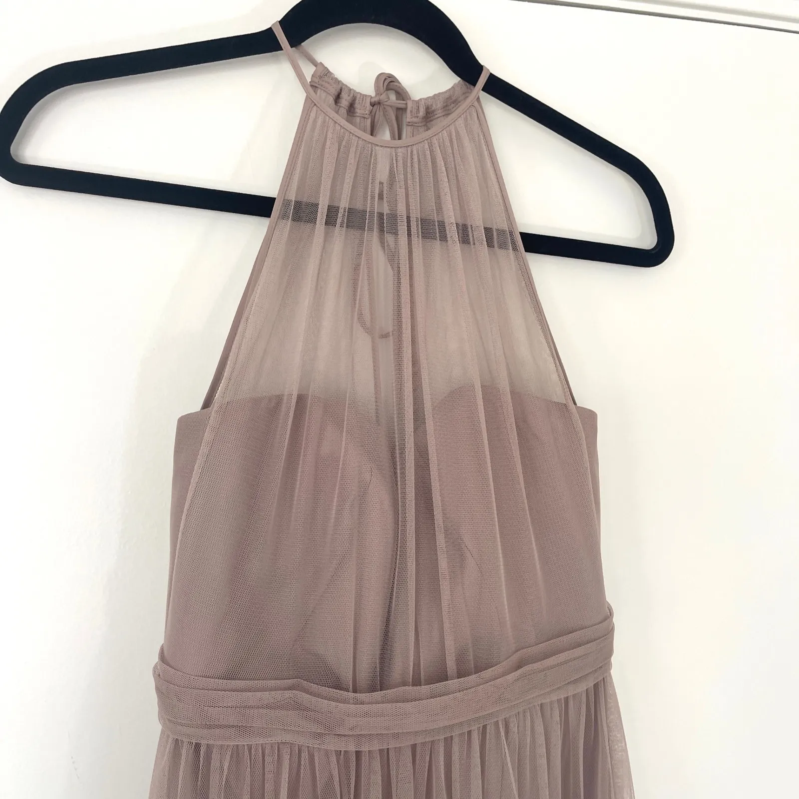 Amsale Aliki G98U Tulle‎ Maxi Dress Formal Evening Gown Party Bridesmaid Size 2 Tan - Image 4