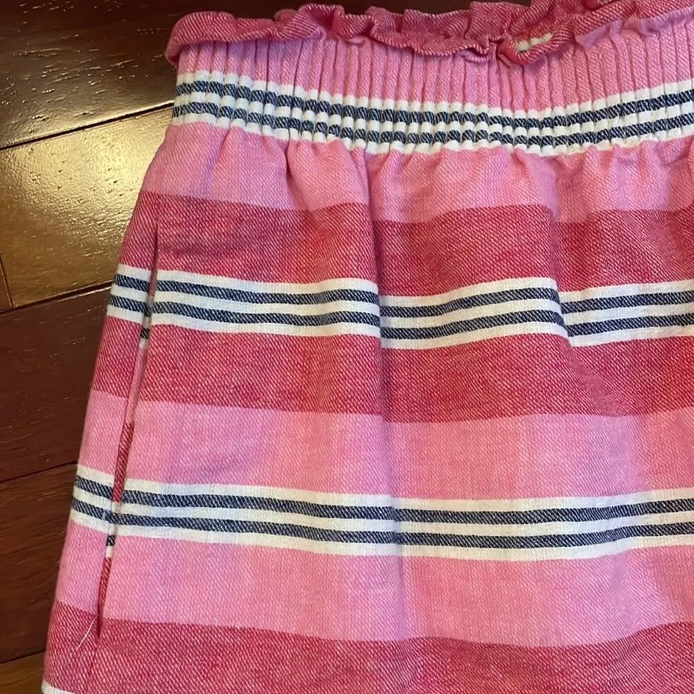 J. Crew Linen Pink Stripe Sidewalk Skirt Vacation Preppy Coastal Twee Summer - Image 3