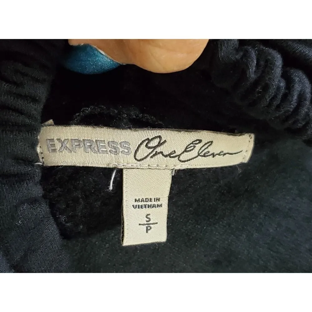 Express One Eleven Women's Black Viscose Long Sleeve Knee Length Hooded Dress S - Image 9