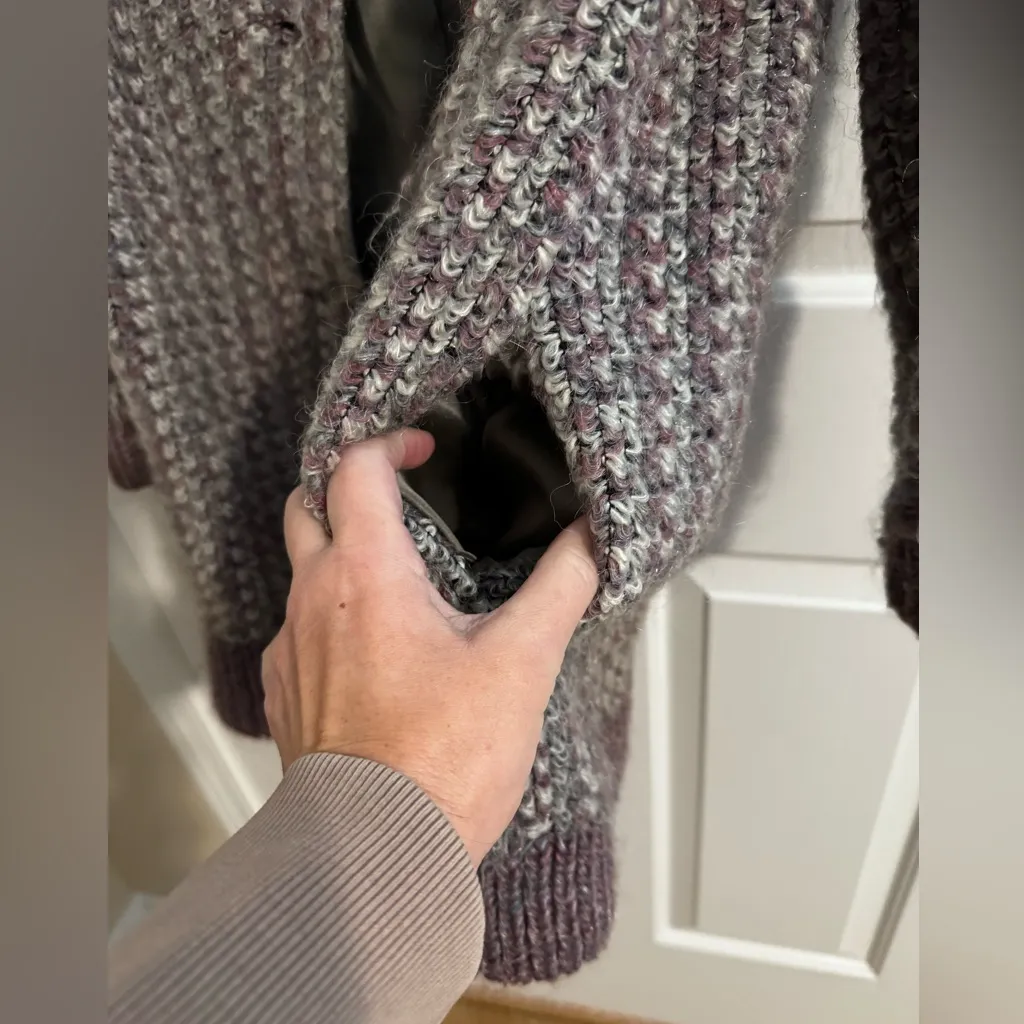 Mark Up Mohair Wool Vintage Purple Gray LIned Tweed Knit Coat Pockets Medium - Image 6