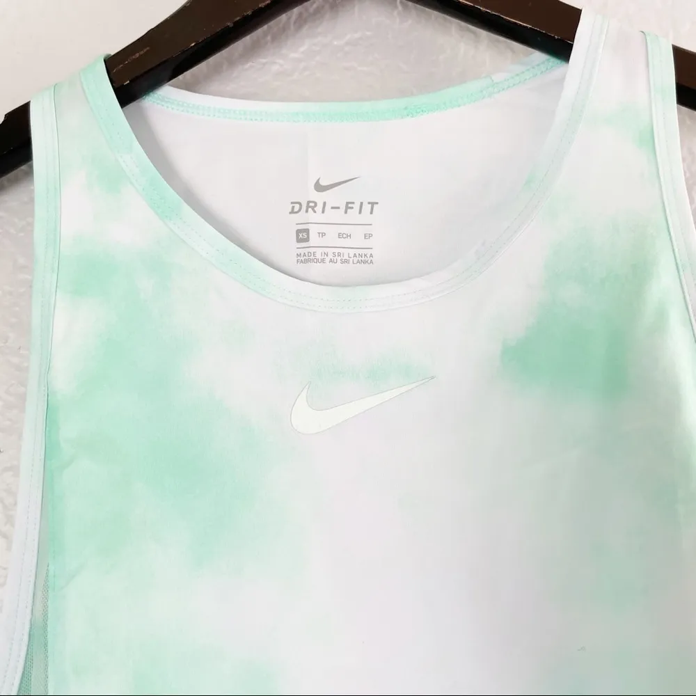NIKE Icon Clash City Sleek Running Tank Green Tie Dye XS - Image 7