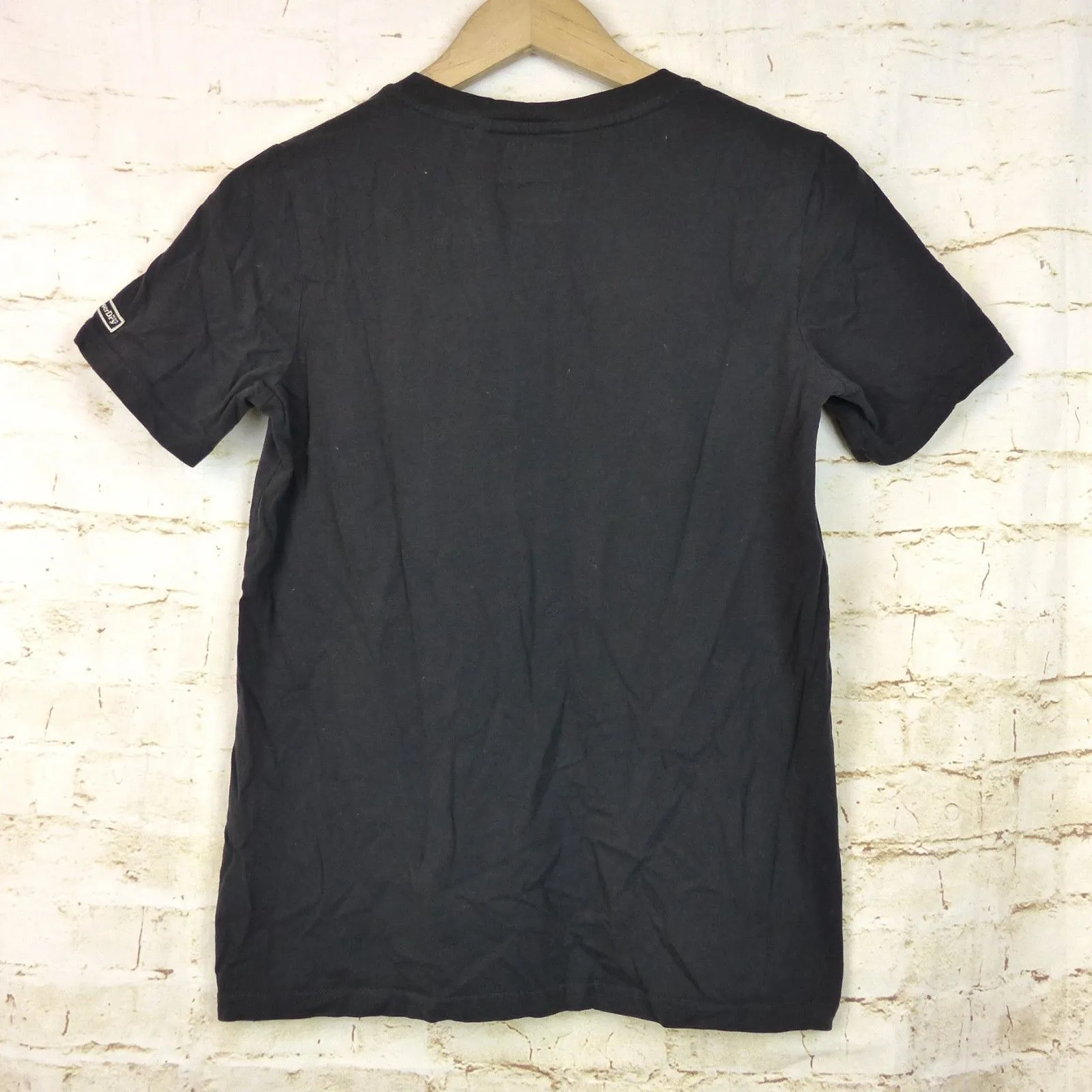 Superdry Black Label T-Shirt Women US 6 Black Out Graphic Logo Short Sleeve Moto - Image 2