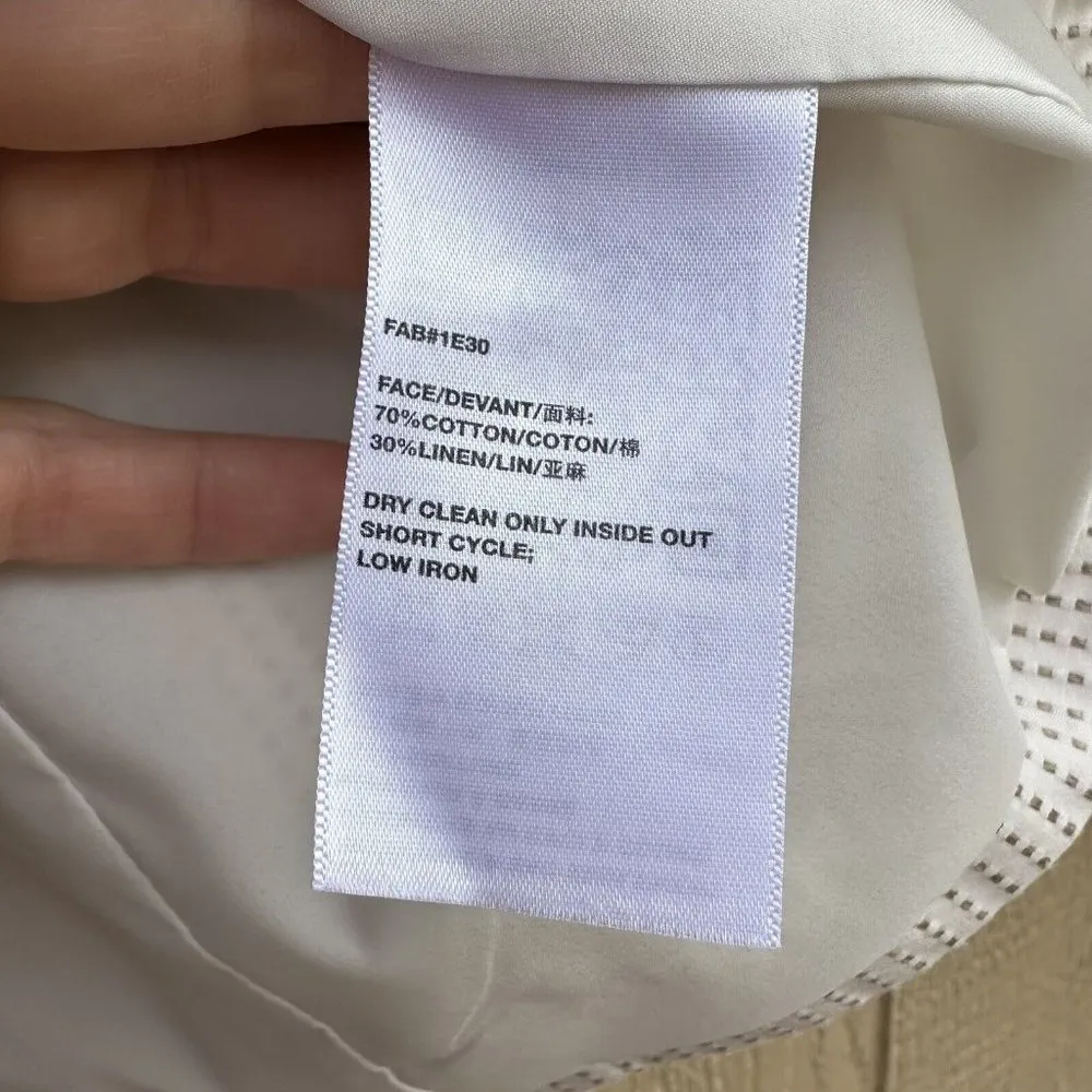 Lafayette 148 Ivory Tan 3 Button Blazer Jacket Women’s Size 4 Cotton Linen - Image 6