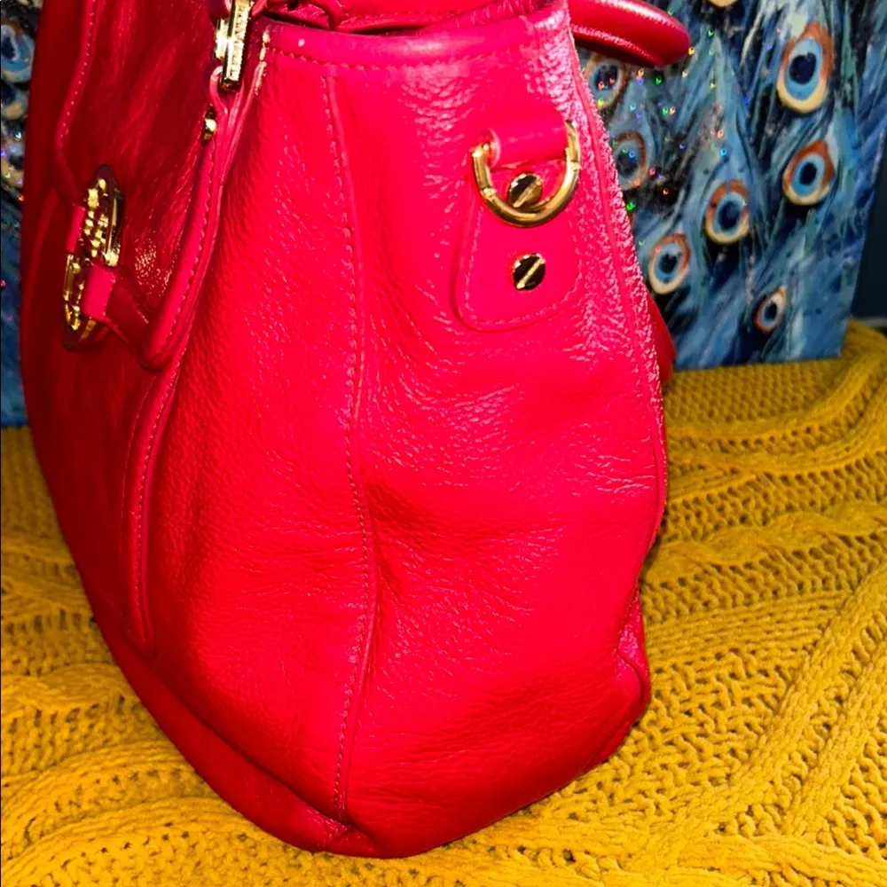 Hot Pink Pebbled Leather Amanda Tote Bag Crossbody - Image 7